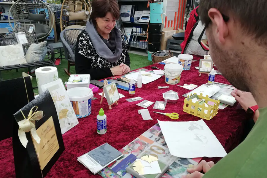 Workshop Blattgold Eröffnung Erlebnisgarten Naturgarten Baumschule Grünes Zentrum Krottenbach